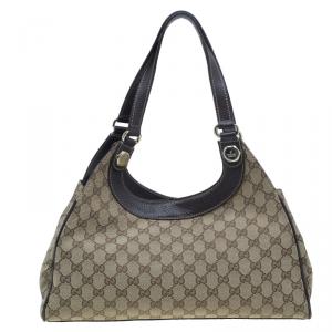 Pre Owned Gucci Brown Monogram Canvas Charmy Shoulder bag