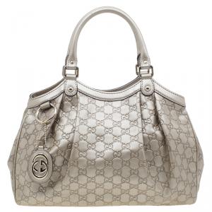 Pre Owned Gucci Champagne Guccissima Leather Sukey Tote