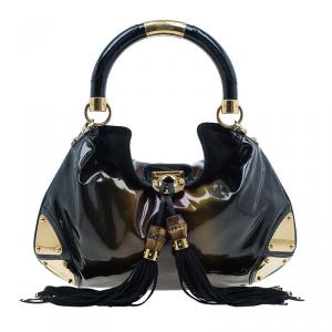 Gucci Metallic Brown Patent Leather Indy Hobo