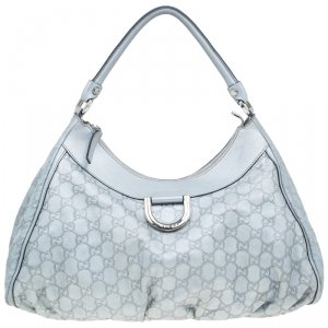 Pre Owned Gucci Silver Guccissima Leather D Ring Large Hobo Bag