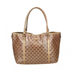 Pre Owned Gucci Beige Coated Canvas Tote 
