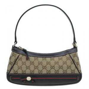 Pre Owned Gucci Beige/Brown GG Canvas Small Mayfair Bow Shoulder Bag