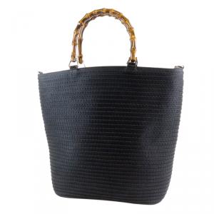 مملوكة مسبقًا حقيبة غوتشي باكيت بامبو كانفاس أسود