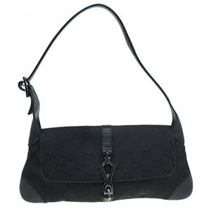 Pre Owned Gucci Black GG Canvas Small Abbey Shoulder Bag