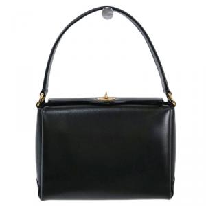 Pre Owned Gucci Black Leather Vintage Top Handle Bag