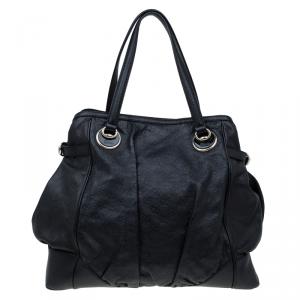Pre Owned Gucci Black Guccissima Leather Full Moon Tote