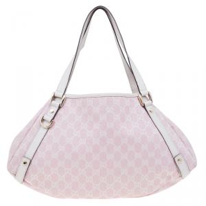 Pre Owned Gucci Pink GG Canvas Medium Abbey Shoulder Bag