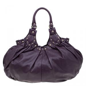 Pre Owned حقيبة غوتشي بيلهام مرصعة كبيرة جلد بنفسجي