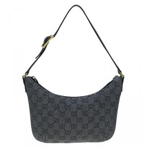 Gucci Black GG Denim Pochette Bag
