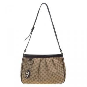 مملوكة مسبقًا Gucci Beige/Ebony GG Canvas Medium Sukey Messenger Bag