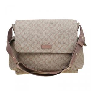 Pre Owned Gucci Beige GG Coated Canvas Diaper Messenger Bag