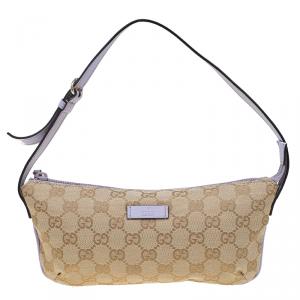Gucci Beige/Lilac GG Canvas Pochette Bag