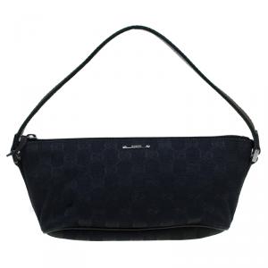 Pre Owned Gucci Black GG Canvas Banana Boat Pouch