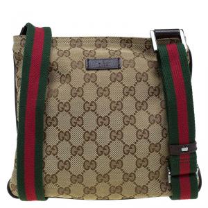مملوكة مسبقًا Gucci Beige GG Canvas Small Vintage Web Messenger Bag