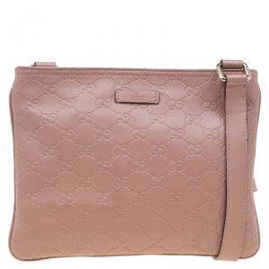 Pre Owned Gucci Beige Guccissima Leather Messenger Bag