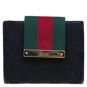 Gucci Black GG Canvas Web Logo Wallet