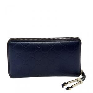 Gucci Blue Guccissima Leather Zippy Wallet