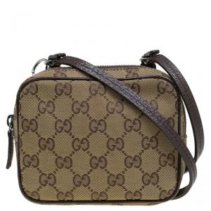 Pre Owned Gucci Beige GG Canvas Mini Messenger Bag