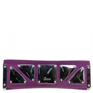 Gucci Purple Suede Leather Limited Edition Mirror Clutch