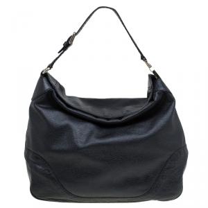 Pre Owned Gucci Black Leather Medium Charlotte Hobo
