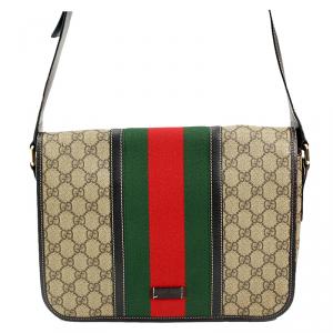 Pre Owned Gucci GG Plus Canvas Web Messenger Bag 