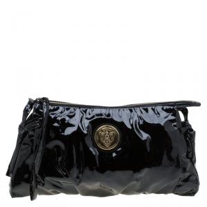 Gucci Black Patent Leather Large Hysteria Clutch