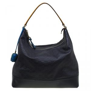 Pre Owned Gucci Black Guccissima Leather Cheer Hobo