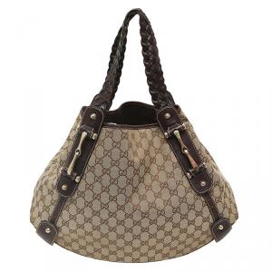 مملوكة مسبقًا Gucci Beige/Ebony GG Canvas Medium Pelham Hobo