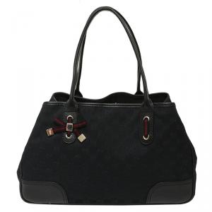 Pre Owned Gucci Black GG Canvas/Leather Princy Tote