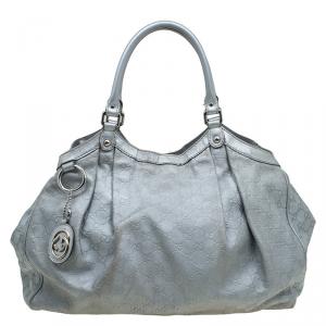 مملوكة مسبقًا Gucci Grey Guccissima Leather Large Sukey Tote