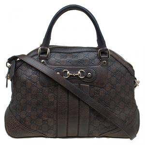 Pre Owned حقيبة غوتشي كاثرين متوسطة جلد غوتشيسما بنية داكنة