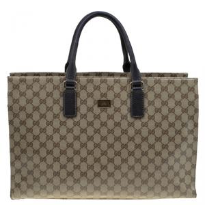 مملوكة مسبقًا Gucci Beige GG Crystal Canvas Briefcase Business Tote