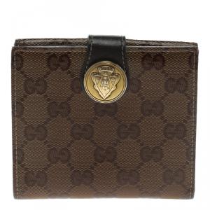 Gucci Brown GG Crystal Canvas Hysteria French Wallet