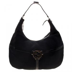 Pre Owned حقيبة غوتشي رينس كانفاس سوداء