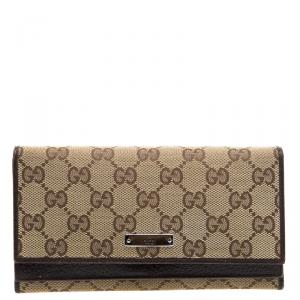 Gucci Beige GG Canvas Bi Fold Long Wallet