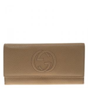 Gucci Beige Leather Soho Continental Flap Wallet