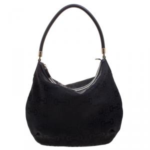 Pre Owned حقيبة غوتشي كانفاس هورسبيت أسود