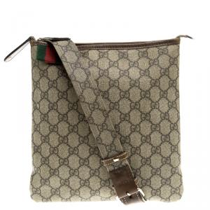Pre Owned Gucci Beige GG Canvas Loop Messenger Bag