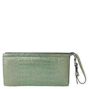 Gucci Green Alligator Clutch Bag