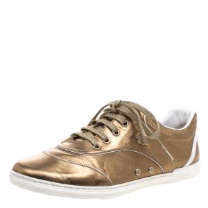 Gucci Bronze Metallic Leather Sneakers Size 38