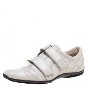 Gucci Cream Guccissima Leather Velcro Low Top Sneakers Size 37