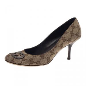 مملوكة مسبقًا Gucci Guccissima Canvas GG Logo Pumps Size 38