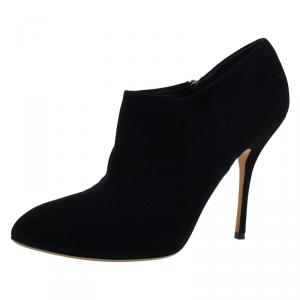 Pre Owned Gucci Black Suede Ankle Boots Size 40.5