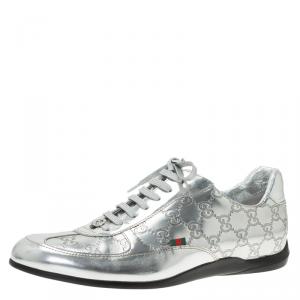 Gucci Silver Guccissima Leather Sneakers Size 41