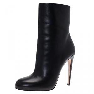 Pre Owned Gucci Black Leather Ankle Boots Size 39
