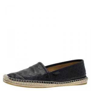 مملوكة مسبقًا Gucci Black Microguccissima Leather Espadrilles Size 39