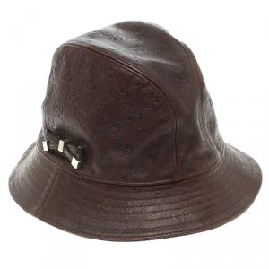 Gucci Dark Brown Guccissima Leather Fisher Hat Size M