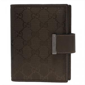 Pre Owned Gucci Metallic Brown Guccissima Leather Organizer 