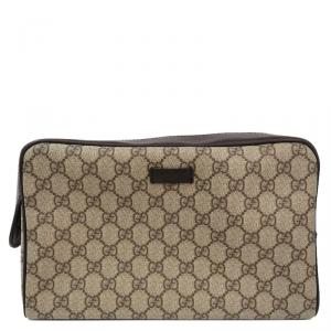 Gucci Beige/Ebony GG Plus Coated Canvas Cosmetic Pouch