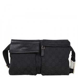 Pre Owned Gucci Black GG Canvas Belt Bag
